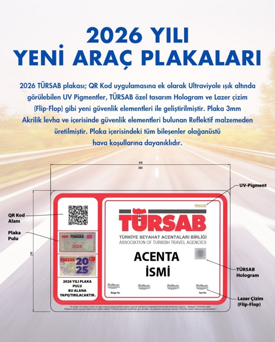 TÜRSAB-Fahrzeugplakette — Anschauungsbeispiel, kein Dokument unserer Agentur.